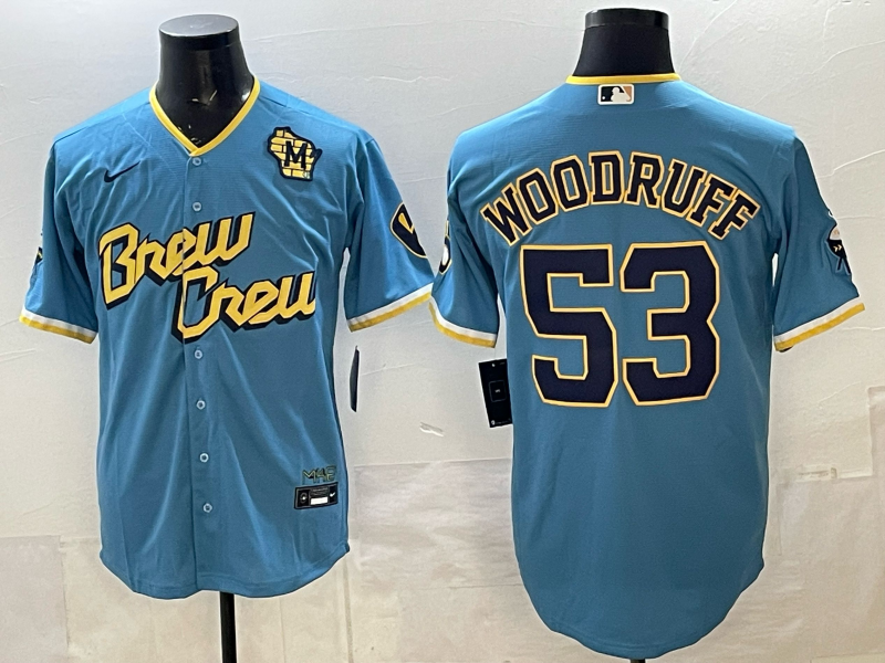 Men 2025 Milwaukee Brewers #53 Woodruff blue Game Nike MLB Jersey20260010->milwaukee brewers->MLB Jersey